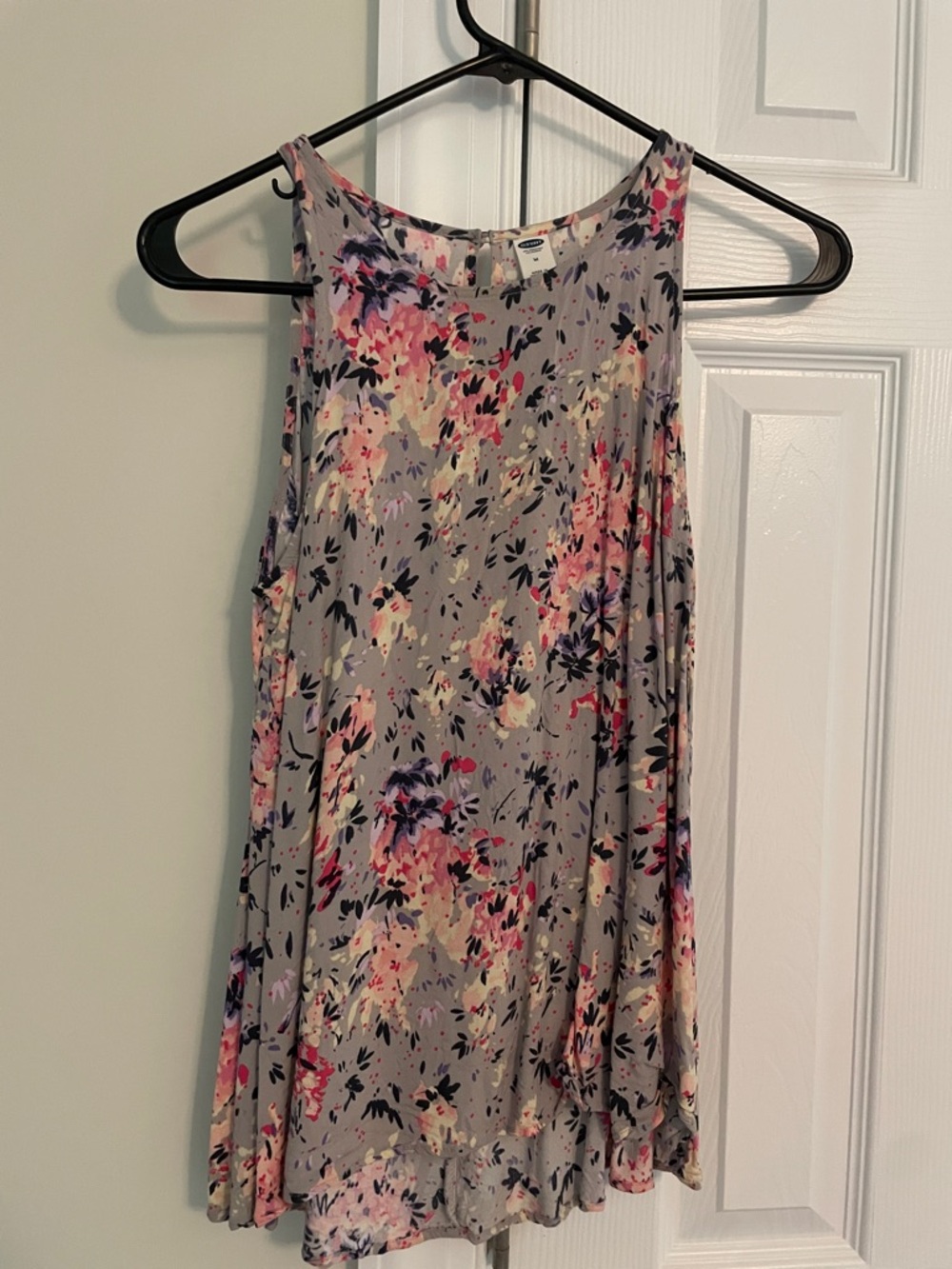 Old Navy Grey Floral Swing Camisole with Pink & Navy Accents